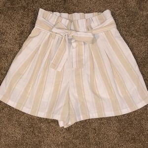 Teanne Striped Paper Bag Shorts